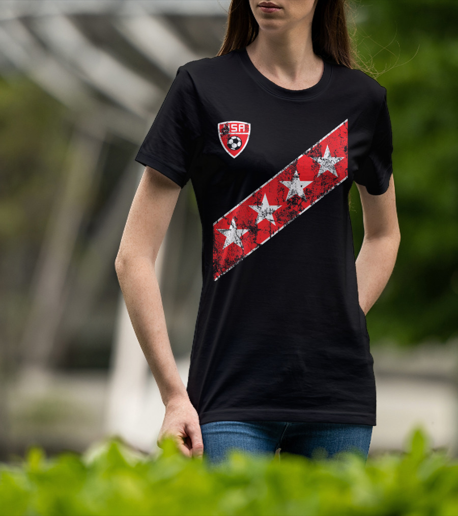 USA Soccer Stars Emblem With Red And White Stripes T-Shirt