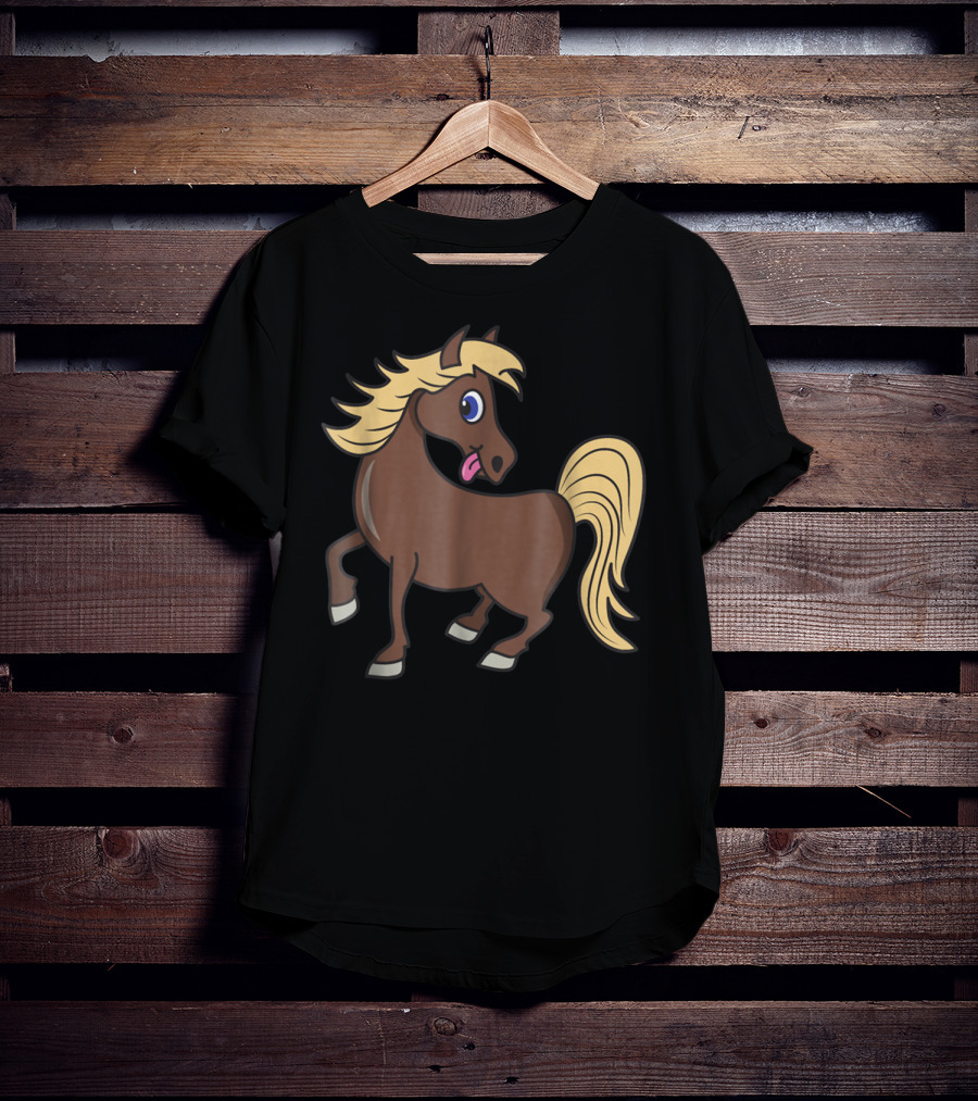 Cute Funny Brown Pony With Blonde Mane T-Shirt