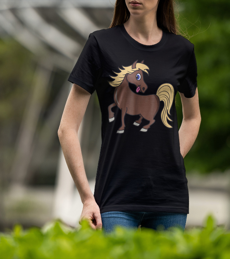 Cute Funny Brown Pony With Blonde Mane T-Shirt