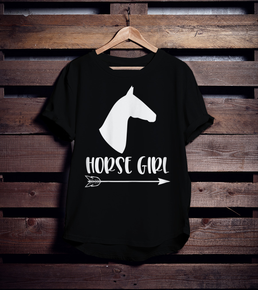 White Horse Girl Silhouette With Arrow I Love My Horses NY T-Shirt