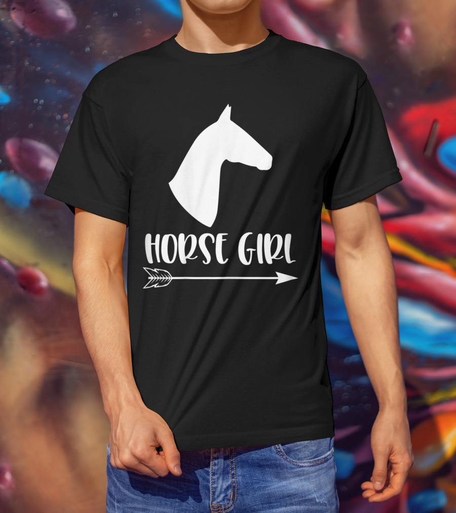 White Horse Girl Silhouette With Arrow I Love My Horses NY T-Shirt