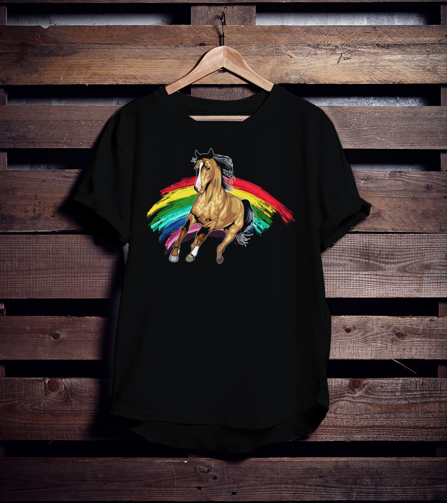Cute Horse With Vibrant Rainbow For Horse Lovers T-Shirt