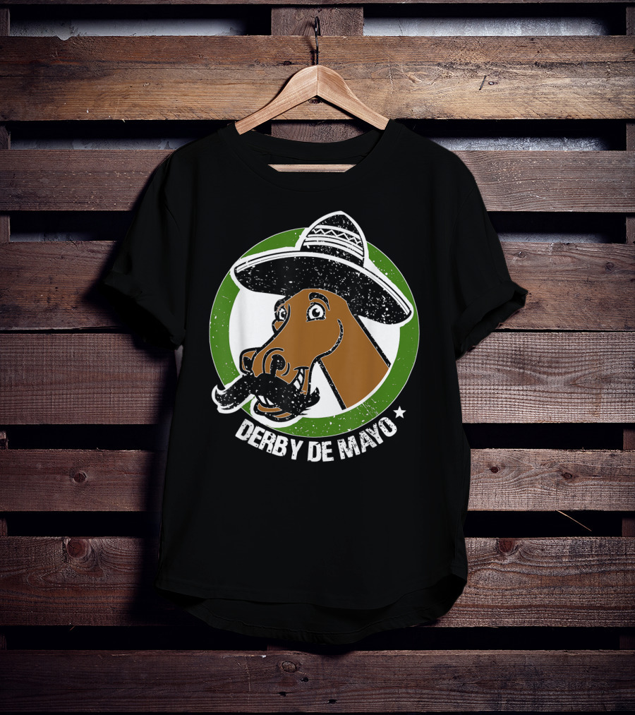 Derby De Mayo Cinco De Mayo Mustached Horse In Sombrero T-Shirt
