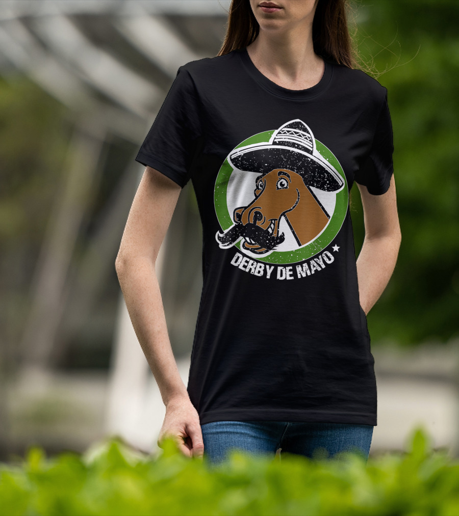 Derby De Mayo Cinco De Mayo Mustached Horse In Sombrero T-Shirt