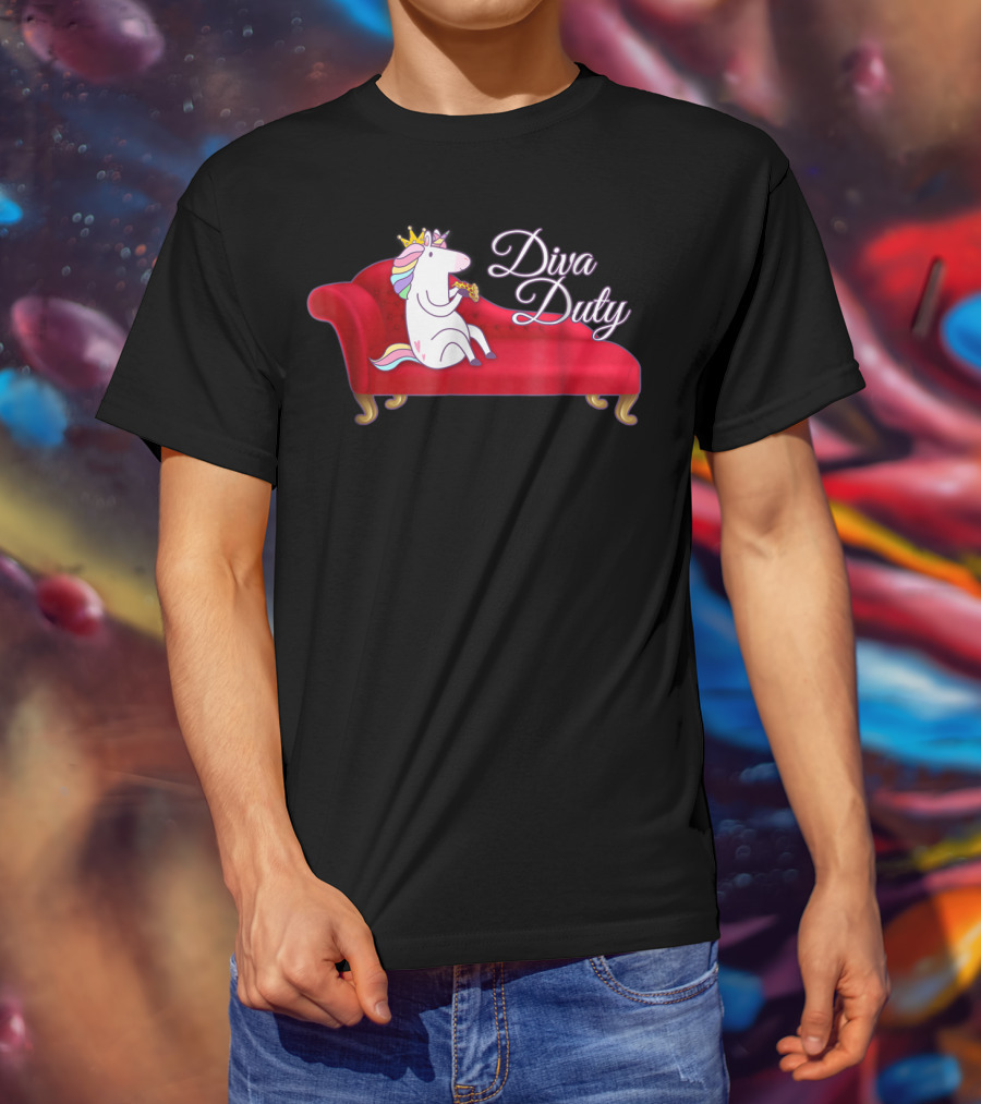 Diva Duty Unicorn Princess Horse Queen Funny Couch T-Shirt