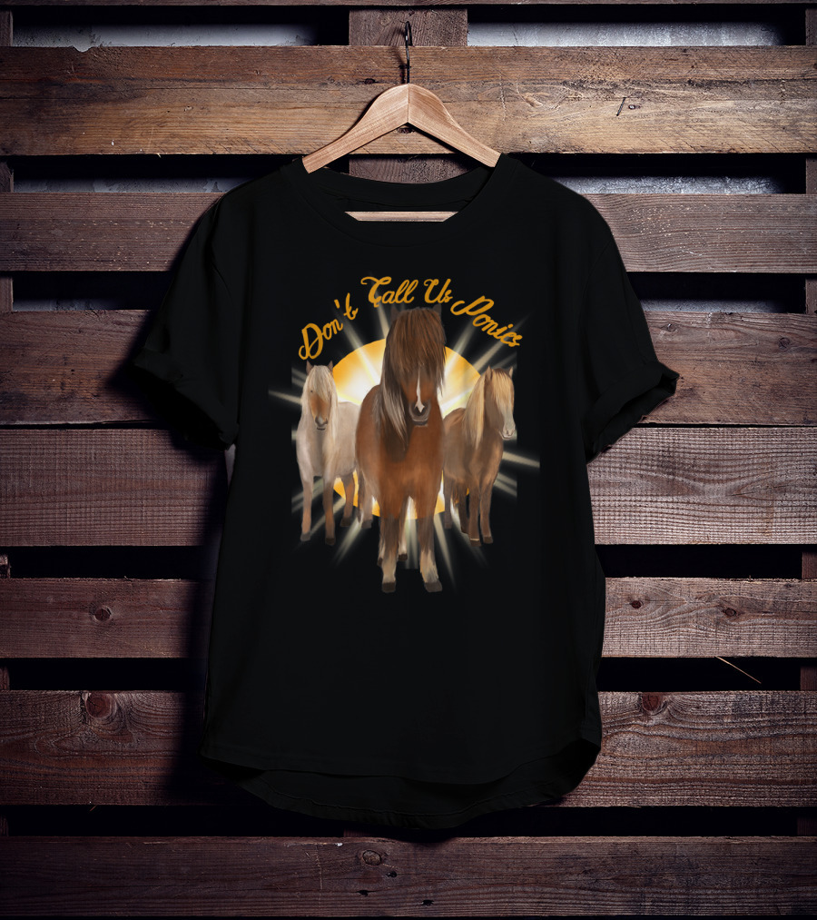 Don't Call Us Ponies Funny Cute Miniature Horse Trio Sunburst T-Shirt