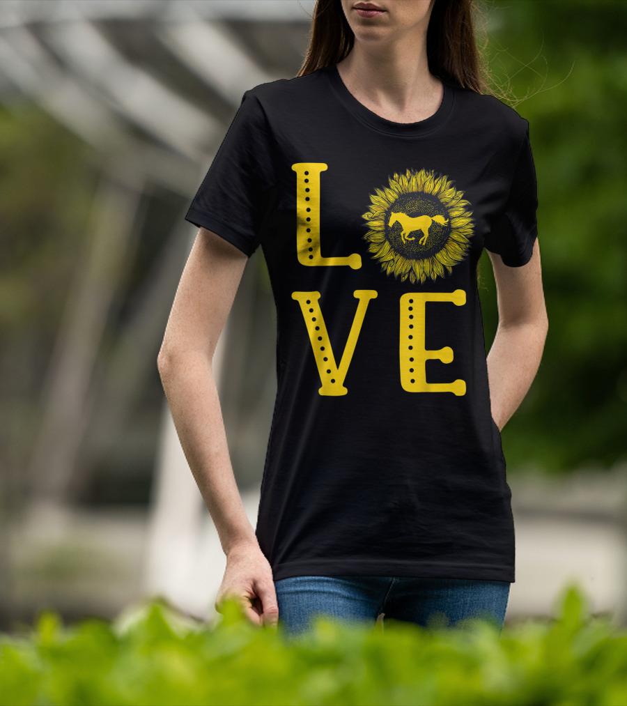 Love Sunflower Horse Lovers Cute Horse Girl T-Shirt