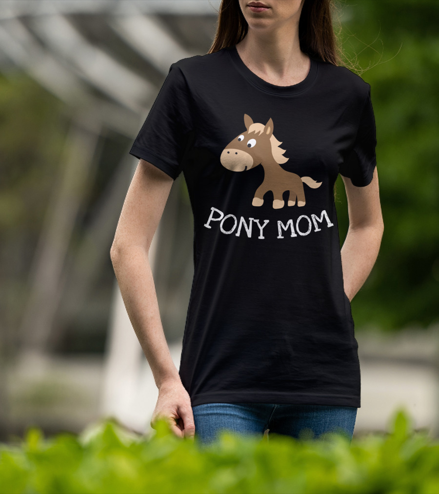 Pony Mom Cute Cartoon Horse Lovers T-Shirt
