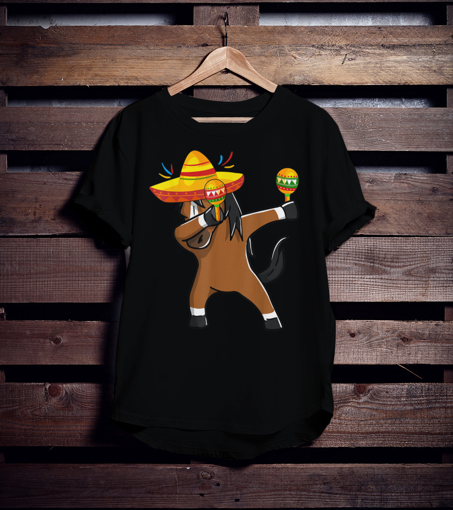 Dabbing Horse Sombrero Maracas Mexican Cinco T-Shirt