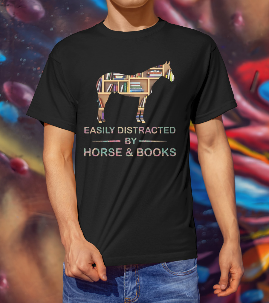 Easily Distracted By Horse And Books T-Shirt