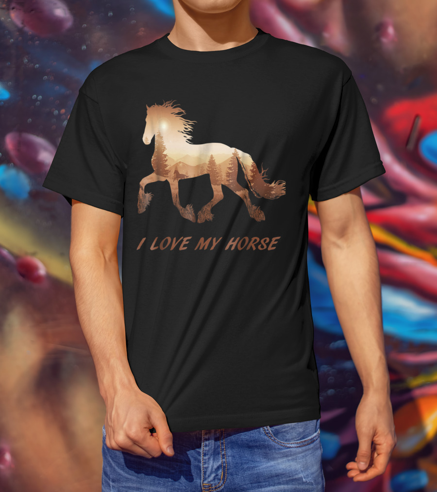 I Love My Horse Riding Sunset T-Shirt