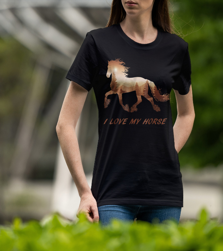 I Love My Horse Riding Sunset T-Shirt