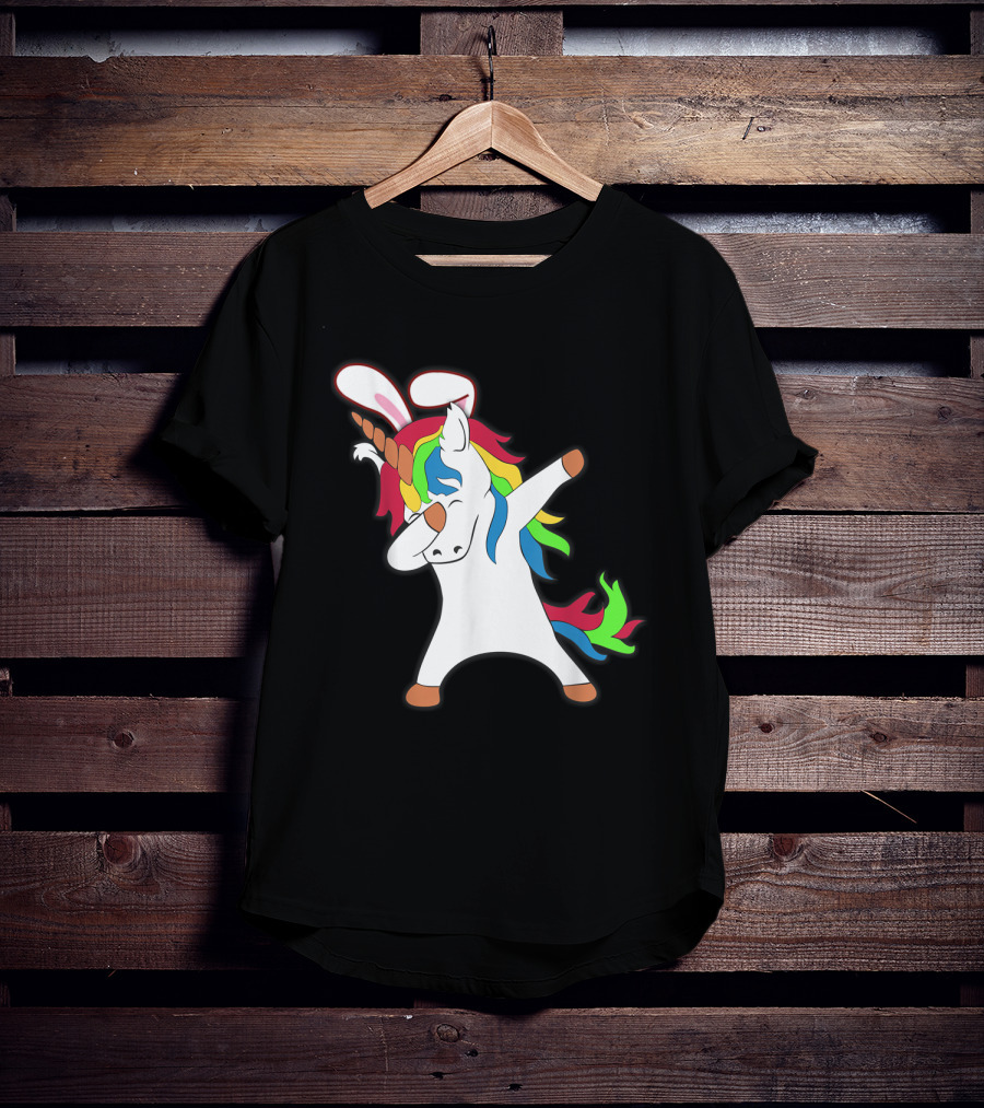 Easter Bunny Dabbing Unicorn With Rabbit Ears T-Shirt
