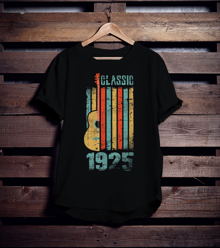Classic 1925 Guitar Music Vintage Stripes T-Shirt