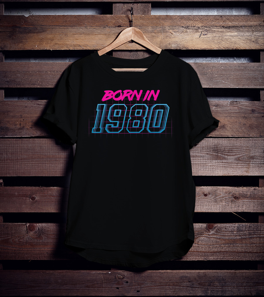 Born In 1980 Retro 80s Neon T-Shirt