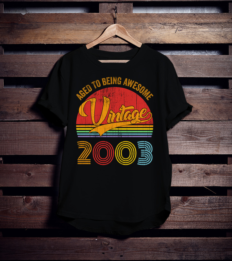 Aged To Being Awesome Vintage 2003 Rainbow T-Shirt