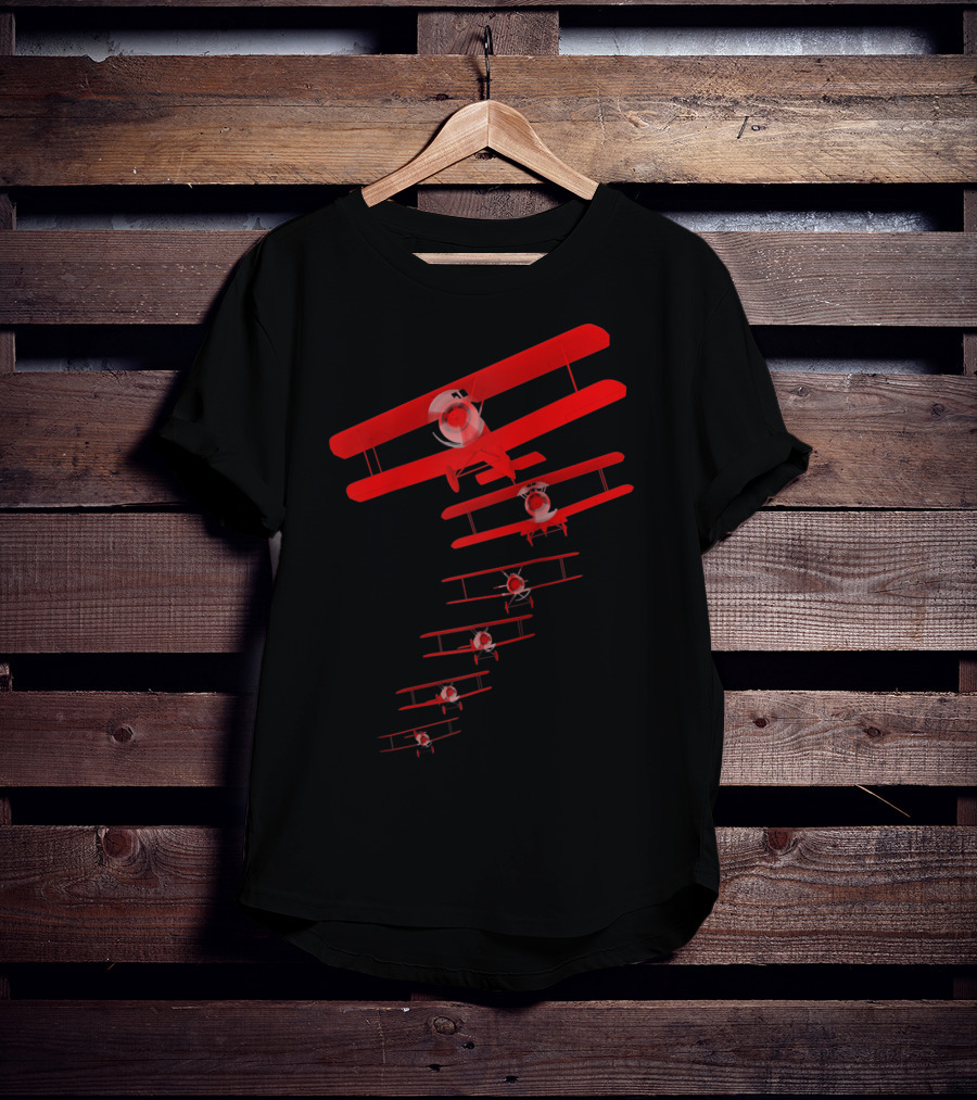 Classic Red Aviation Biplane Formation T-Shirt