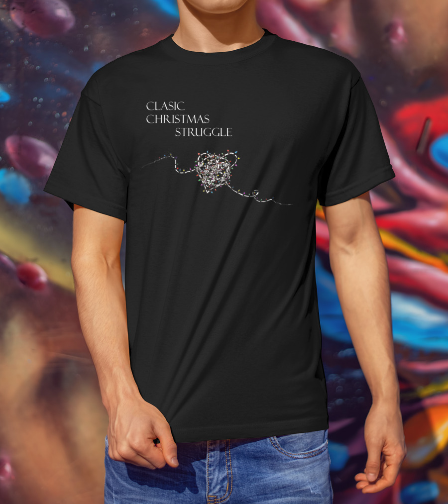 Clasic Christmas Struggle Tangled Lights T-Shirt