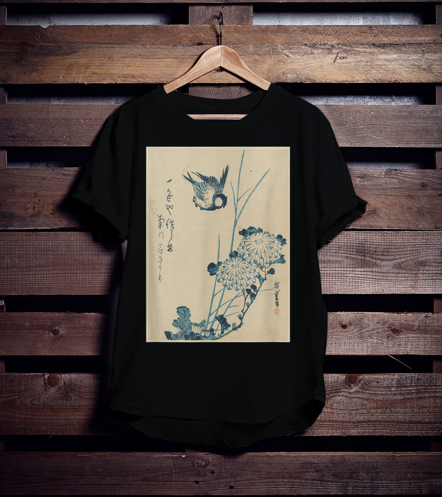 Classic Japanese Art Ukiyo-e Bird And Flowers Streetwear Aesthetic T-Shirt
