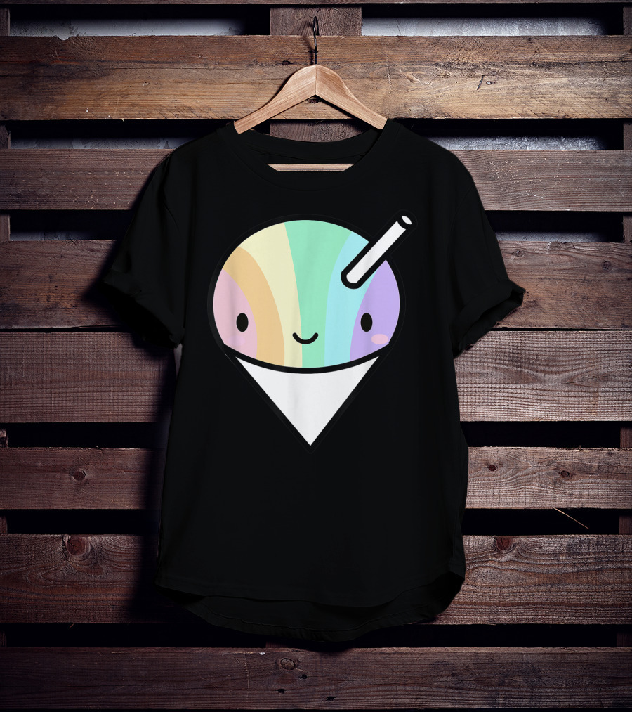 Kawaii Rainbow Shaved Ice Hawaiian Shave Ice Cute Smile Cone T-Shirt