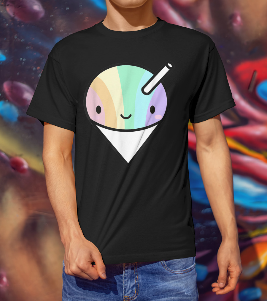 Kawaii Rainbow Shaved Ice Hawaiian Shave Ice Cute Smile Cone T-Shirt