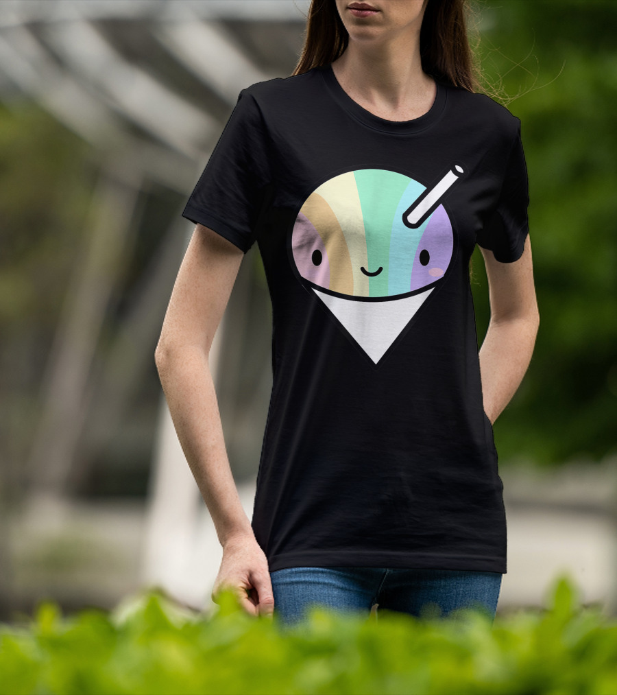 Kawaii Rainbow Shaved Ice Hawaiian Shave Ice Cute Smile Cone T-Shirt