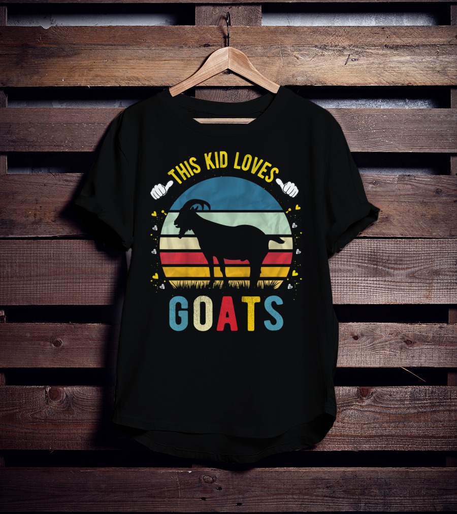 This Kid Loves Goats Boys And Girls Retro Goat T-Shirt