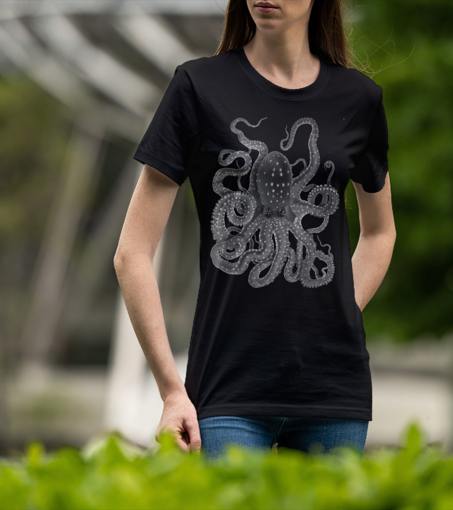 Kraken Black Octopus Squid T-Shirt