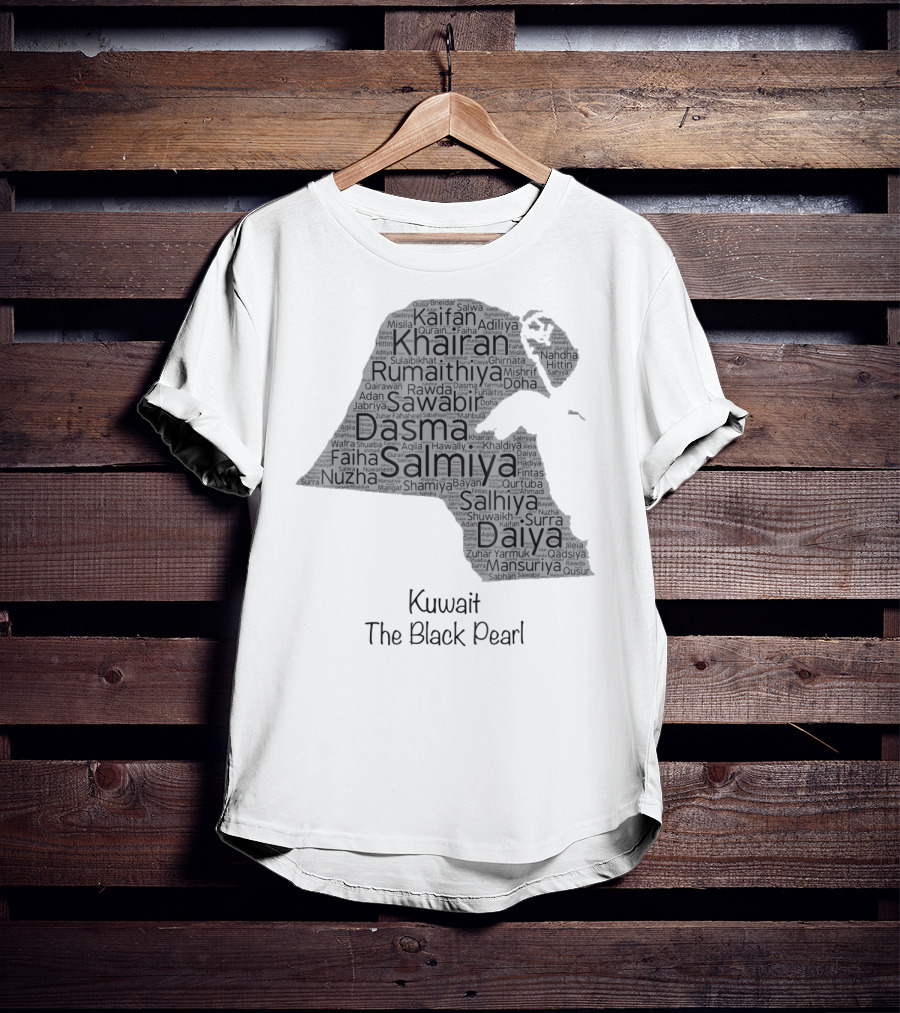 Kuwait's Outline Cities Including Salmiya Daiya The Black Pearl T-Shirt