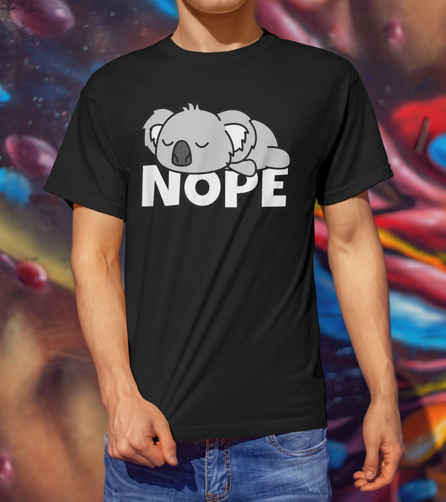 Lazy Koala Nope Cute Comic Baby Bear T-Shirt