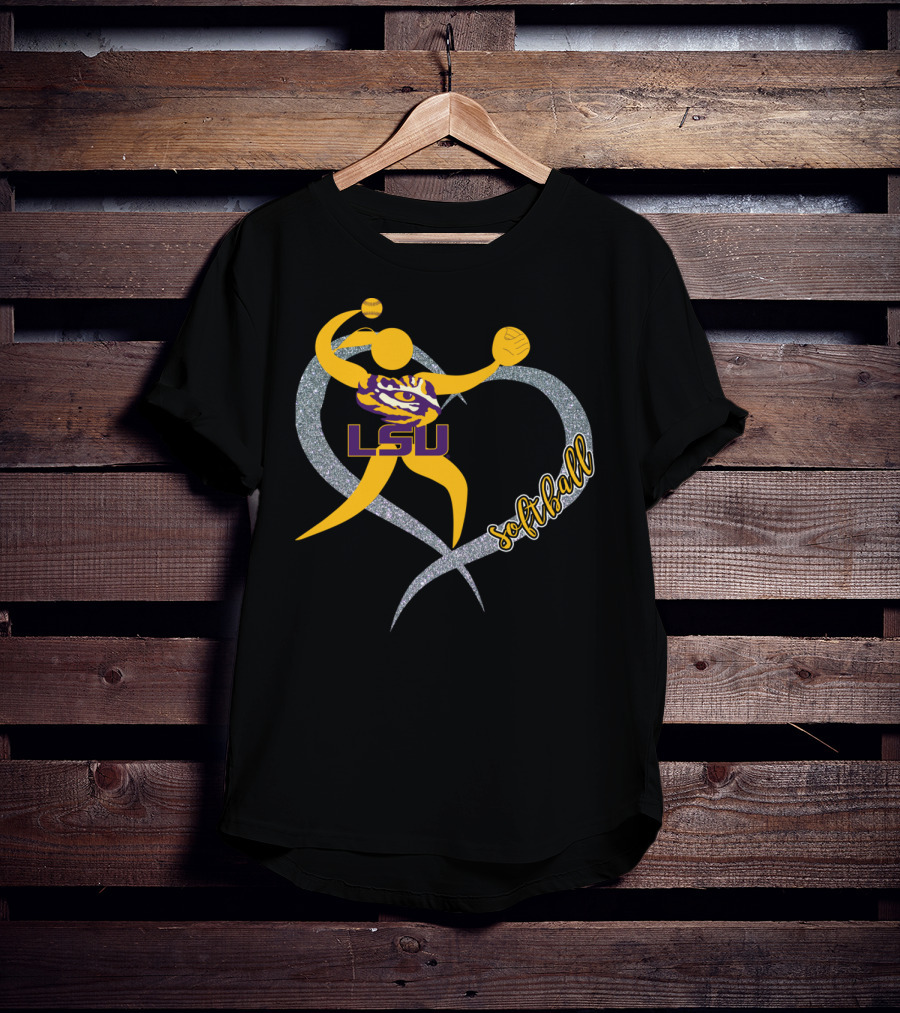 LSU Tigers Softball Heart Gameday T-Shirt