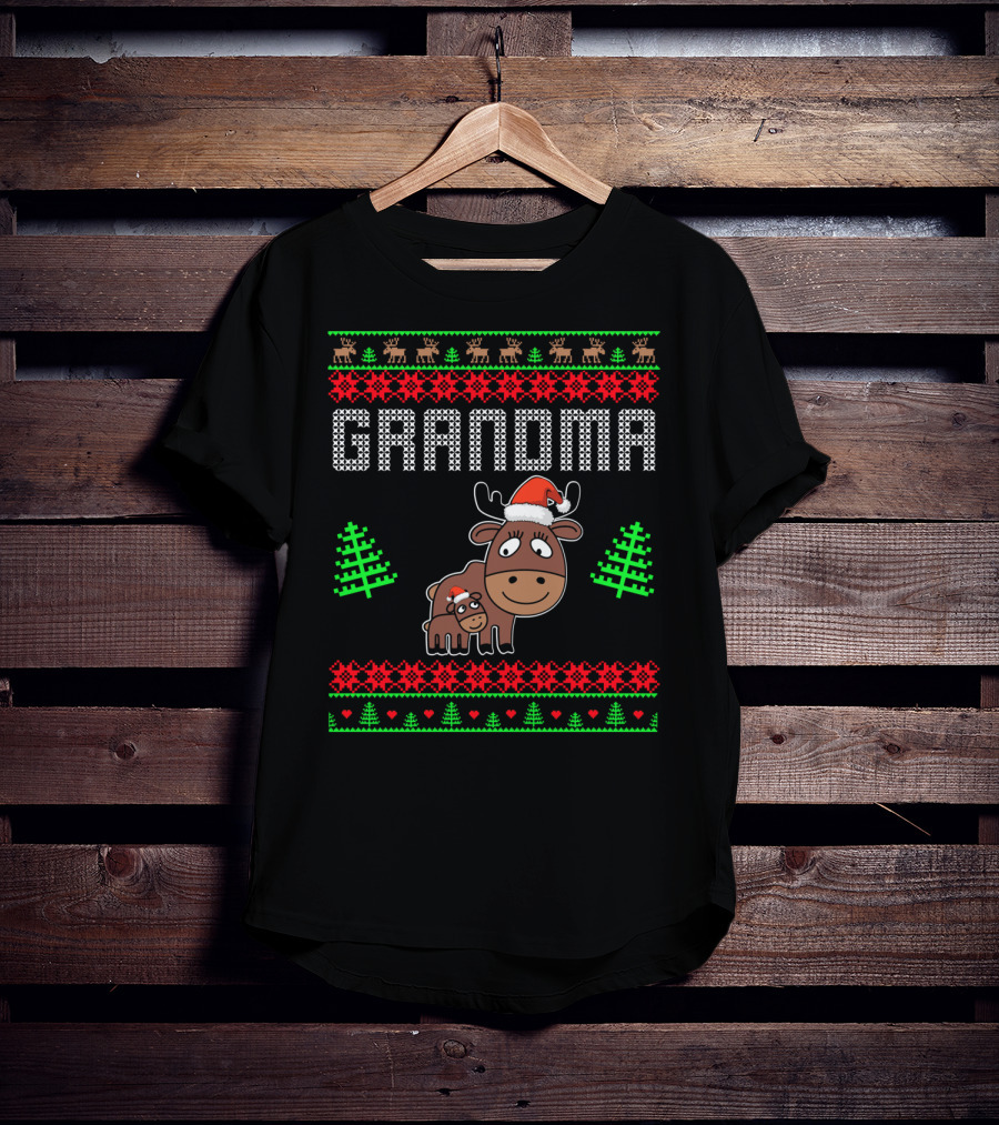 Grandma Christmas Moose Family Matching Holiday T-Shirt