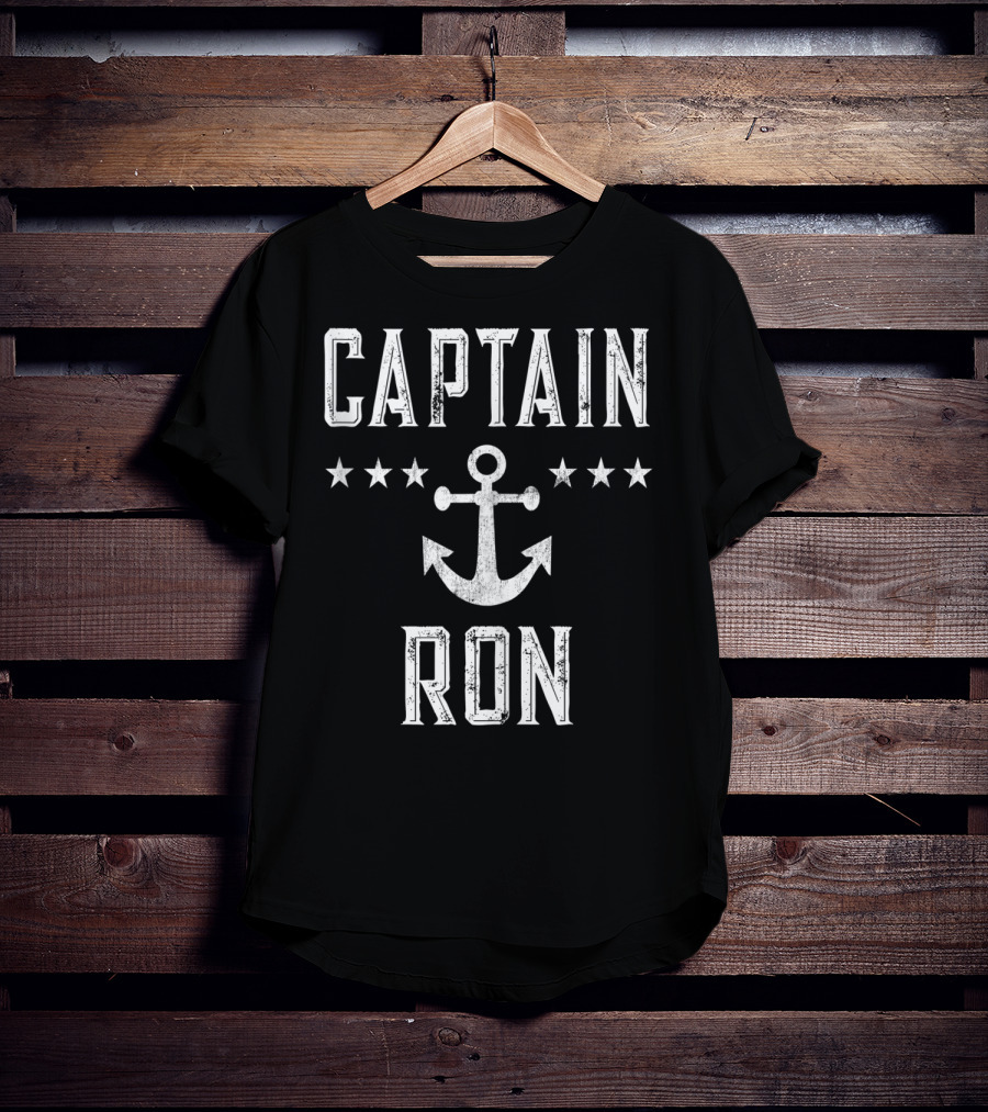 Captain Ron Vintage Anchor Star Design Mens Family Cruise Lake T-Shirt