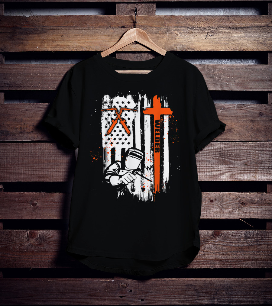 Welder American Flag USA Crossed Tools Patriotic T-Shirt