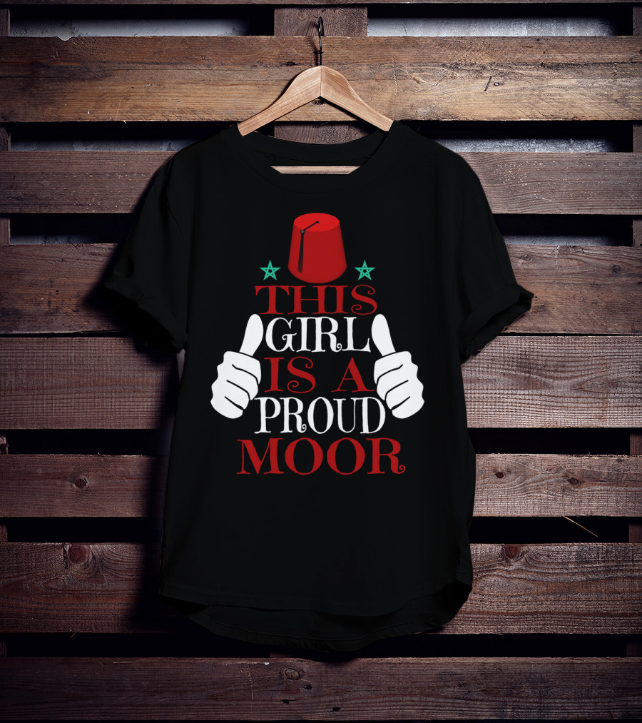 Moorish American This Girl Is A Proud Moor Fez Hat Thumbs Up Stars T-Shirt