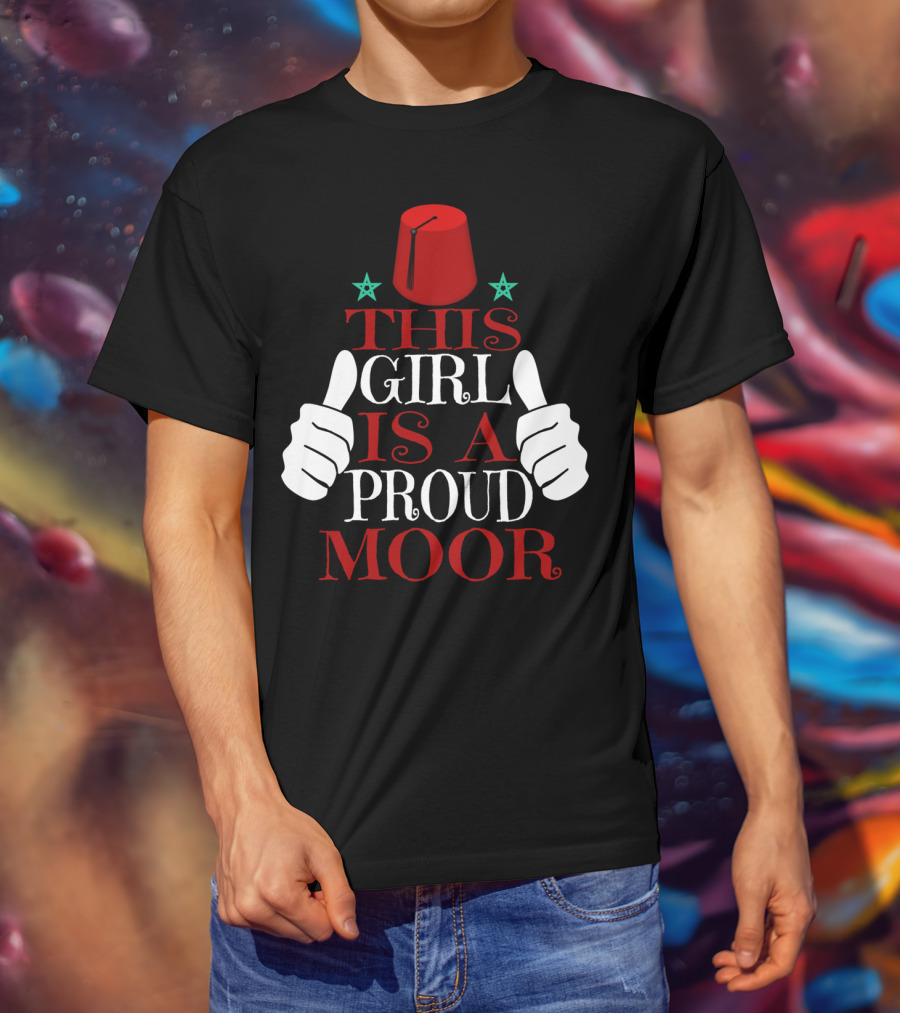 Moorish American This Girl Is A Proud Moor Fez Hat Thumbs Up Stars T-Shirt