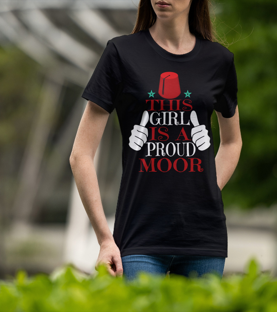 Moorish American This Girl Is A Proud Moor Fez Hat Thumbs Up Stars T-Shirt