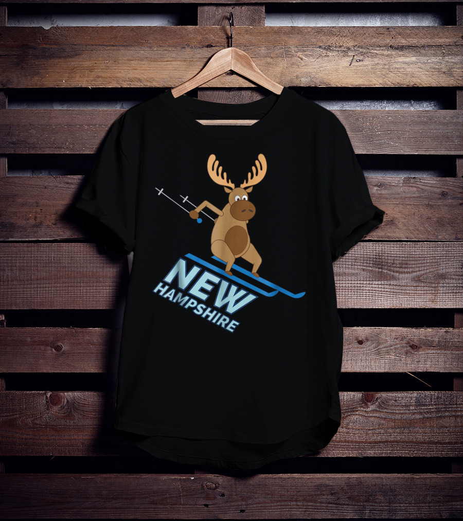 New Hampshire Skiing Moose Winter Fun T-Shirt