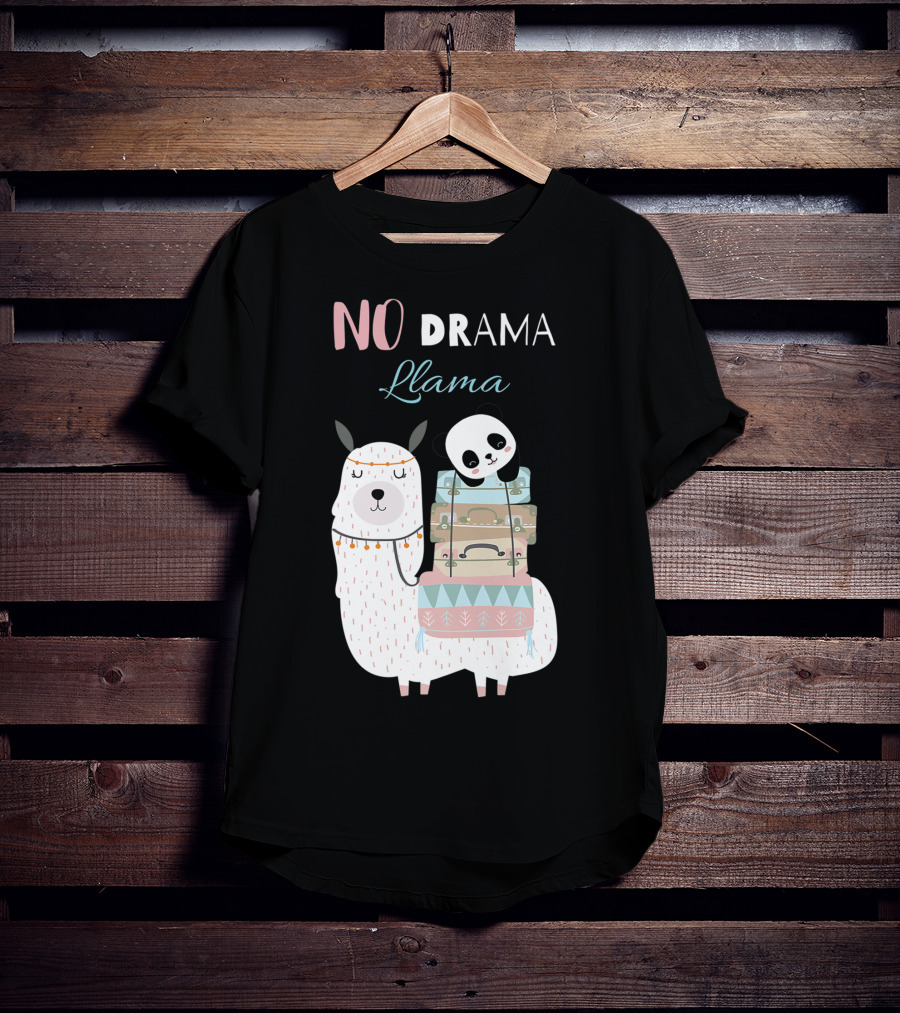 No Drama Llama Cute Panda On Llama With Suitcases T-Shirt