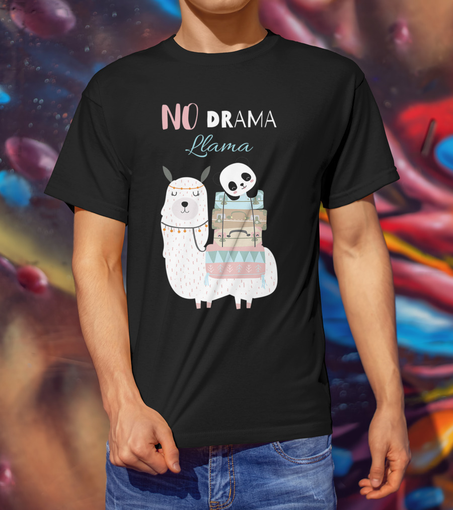 No Drama Llama Cute Panda On Llama With Suitcases T-Shirt