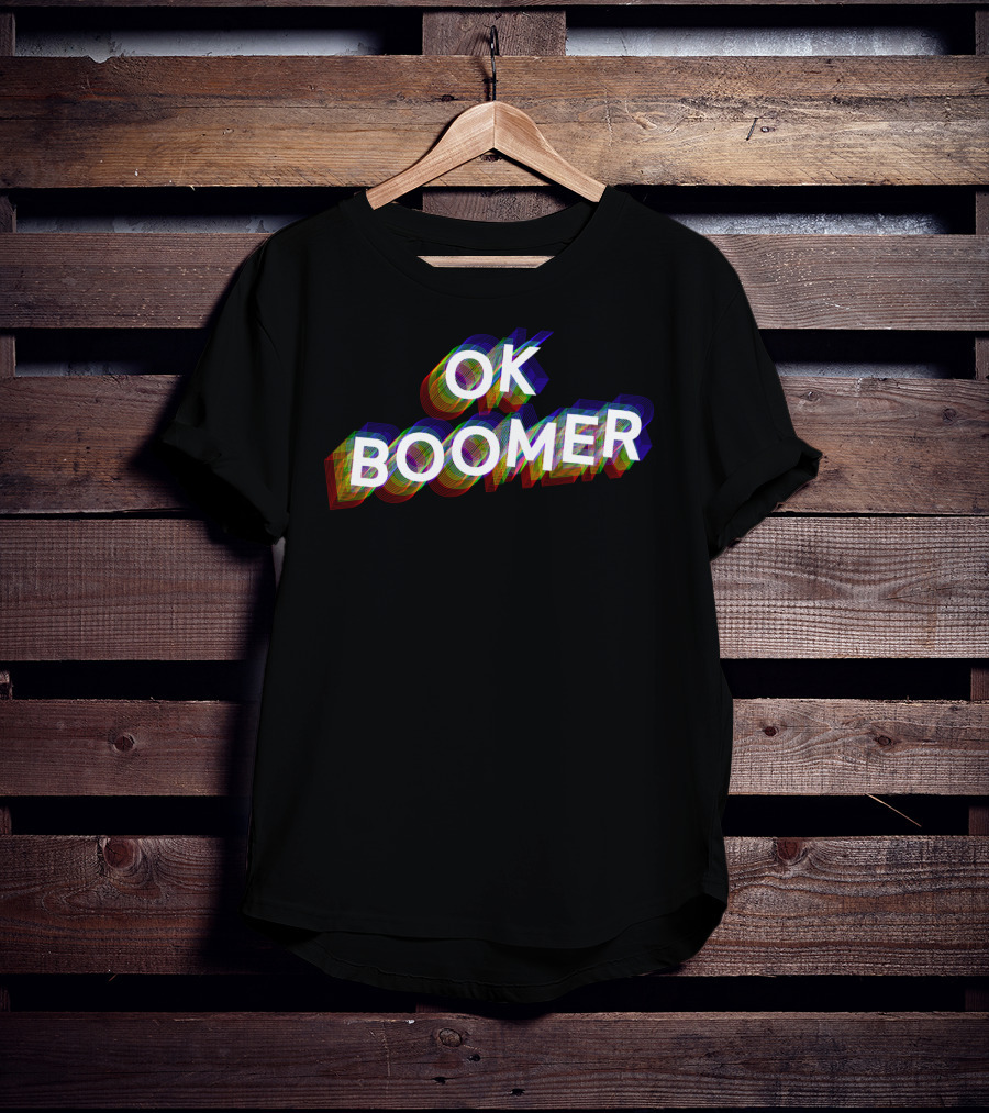 OK Boomer Colorful Funny Trendy Gen Text Glitch T-Shirt