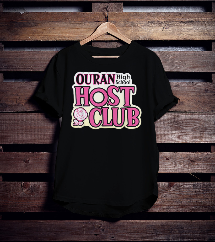 Ouran High School Host Club Anime Series Logo With Rose T-Shirt