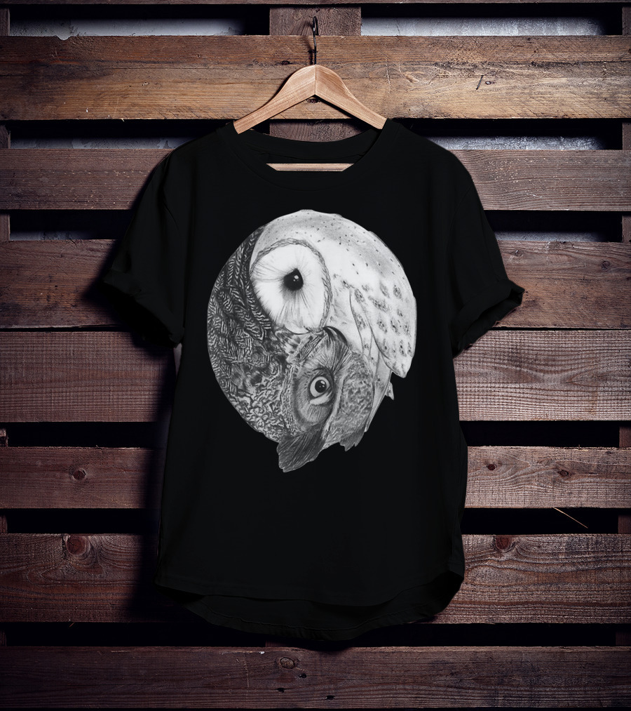 Snowy Owl Barn Owl Yin Yang T-Shirt