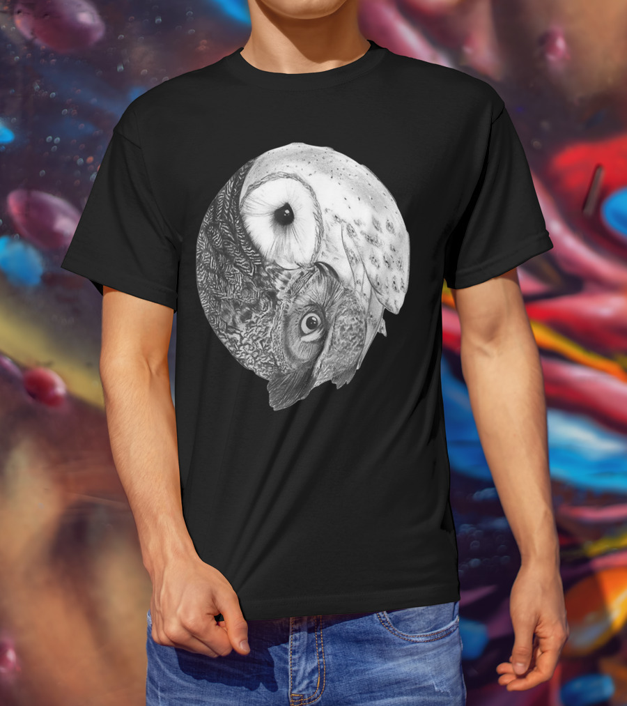 Snowy Owl Barn Owl Yin Yang T-Shirt