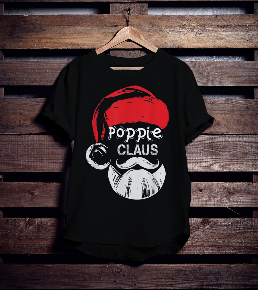 Poppie Claus Santa Hat Christmas Grandpa T-Shirt