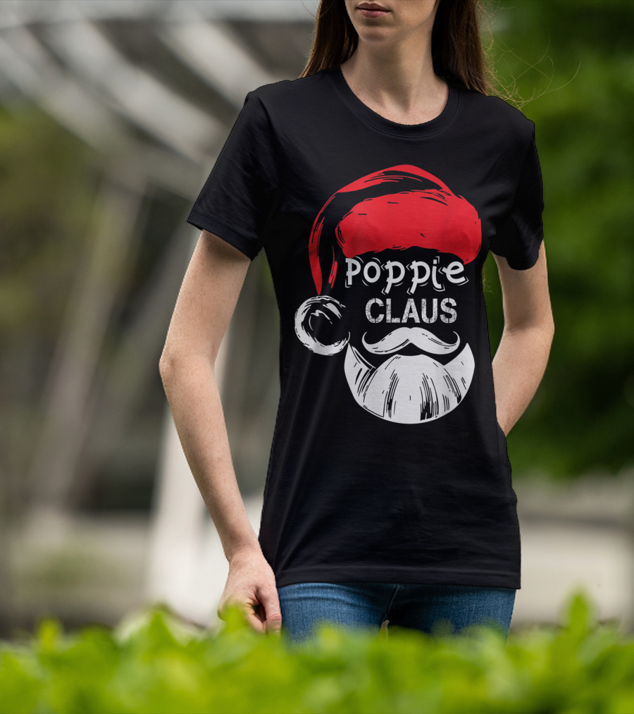Poppie Claus Santa Hat Christmas Grandpa T-Shirt