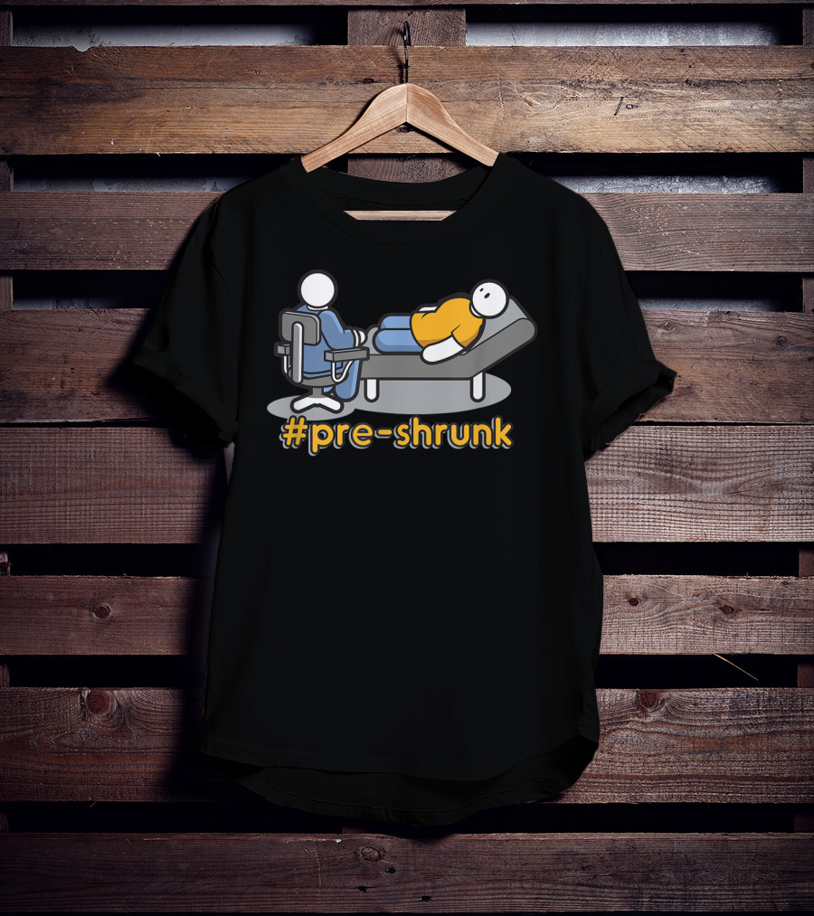 Pre-Shrunk Couch Therapy Icon With Casual Stick Figures T-Shirt