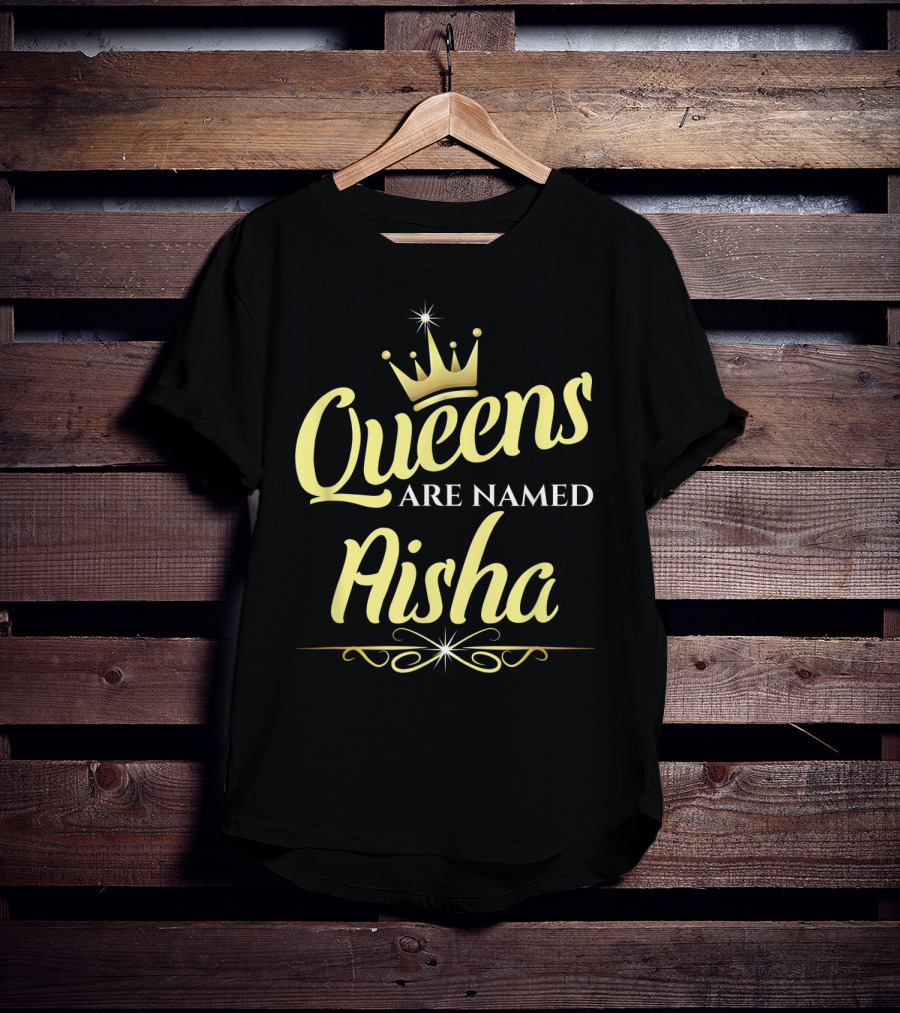 Queens Are Named Aisha Bold Crown Motif T-Shirt