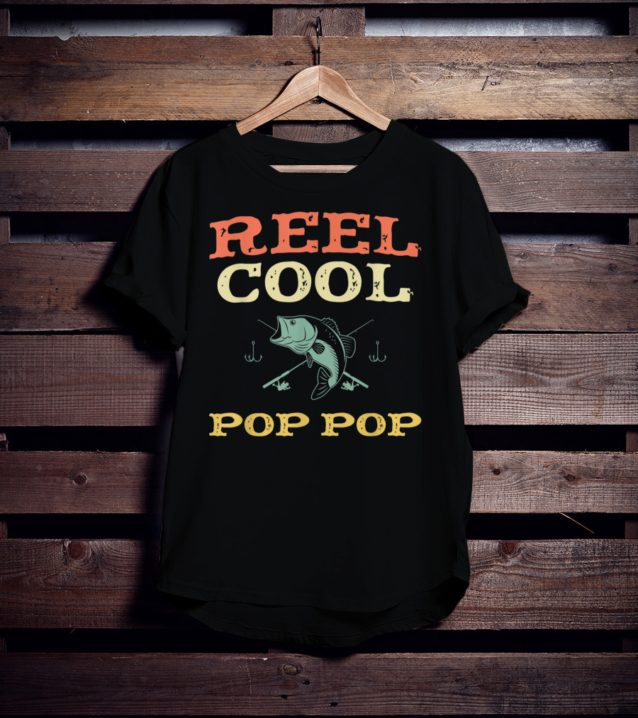 Reel Cool Pop Pop Fishing Bass Hooks T-Shirt
