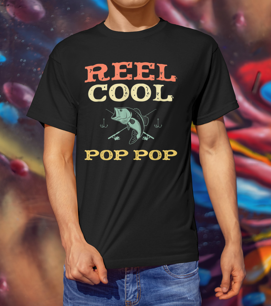 Reel Cool Pop Pop Fishing Bass Hooks T-Shirt